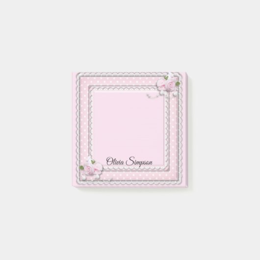 Rozen, parels en onbewerkte bladen post-it® notes (Voorkant)