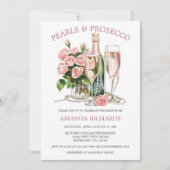 Rozen Parels en Prosecco Vrijgezellenfeest Kaart (Voorkant)