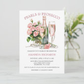 Rozen Parels en Prosecco Vrijgezellenfeest Kaart (Staand voorkant)