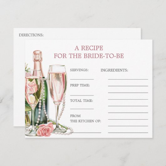 Rozen Parels & Prosecco Vrijgezellenfeest Recept K Informatiekaartje (Voorkant / Achterkant)