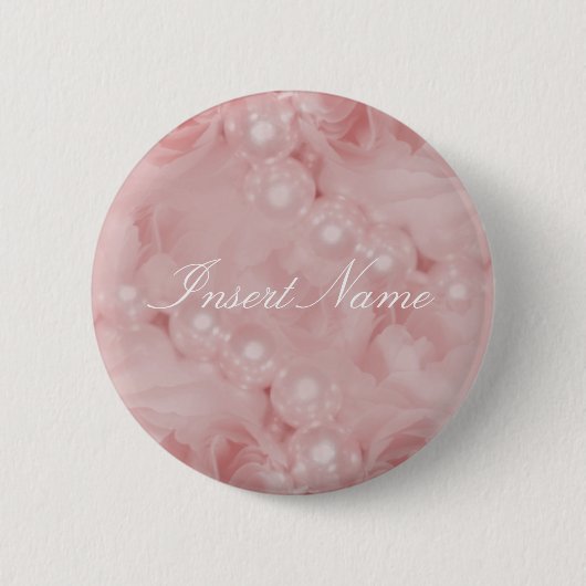 Rozen parels roze roze roemeense naamlabels ronde button 5,7 cm (Voorkant)