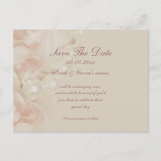 Rozen Parels Roze Save the date Uitnodigingen (Voorkant)