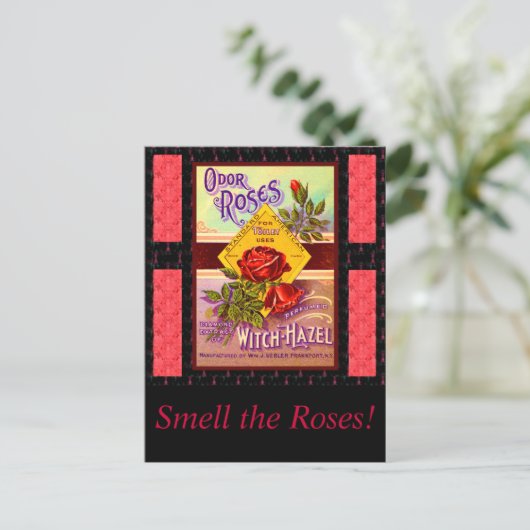 Rozen parfumlabel briefkaart (Staand voorkant)