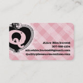 rozen patchwork quilt quilt seamstress visitekaartje (Achterkant)