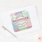 rozen patchwork quilten naaien vierkante sticker (Envelop)