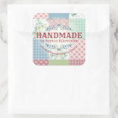 rozen patchwork quilten naaien vierkante sticker (Tas)