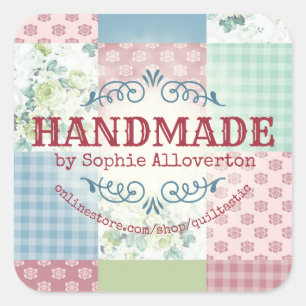  rozen patchwork quilten naaien vierkante sticker