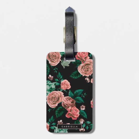 Rozen patroon bagagelabel (Achterkant verticaal)