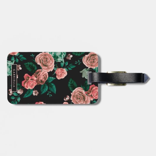 Rozen patroon bagagelabel (Achterkant horizontaal)
