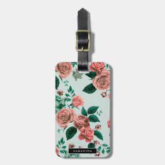 Rozen patroon bagagelabel