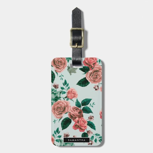 Rozen patroon bagagelabel (Voorkant verticaal)
