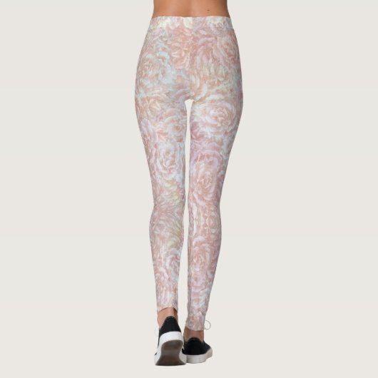 rozen patroon in crème - bloemenpatroon leggings (Achterkant)
