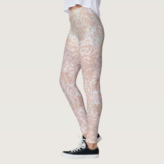 rozen patroon in crème - bloemenpatroon leggings (Links)