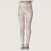 rozen patroon in crème - bloemenpatroon leggings (Voorkant)