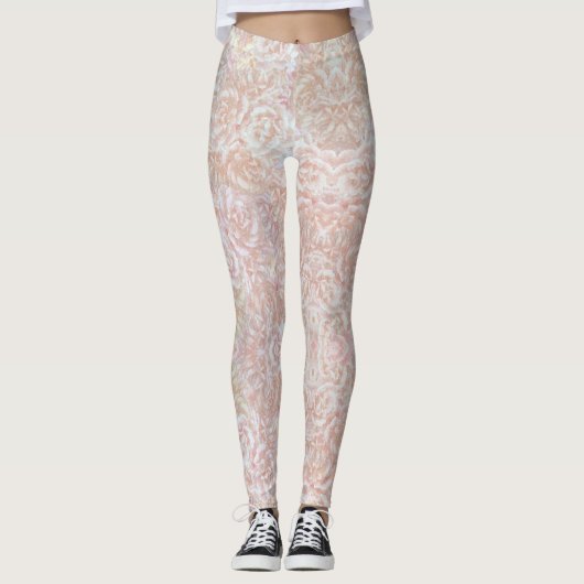  rozen patroon in crème - bloemenpatroon leggings (Voorkant)