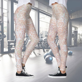  rozen patroon in crème - bloemenpatroon leggings
