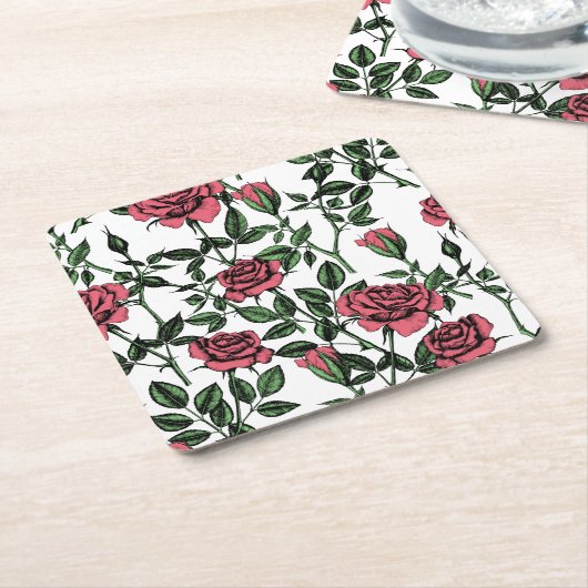 Rozen patroon kartonnen onderzetters (Schuin)