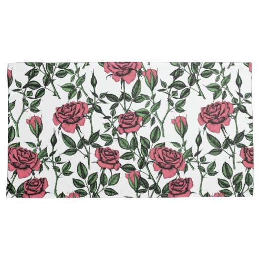 Rozen patroon kussensloop (Voorkant-Rechts)
