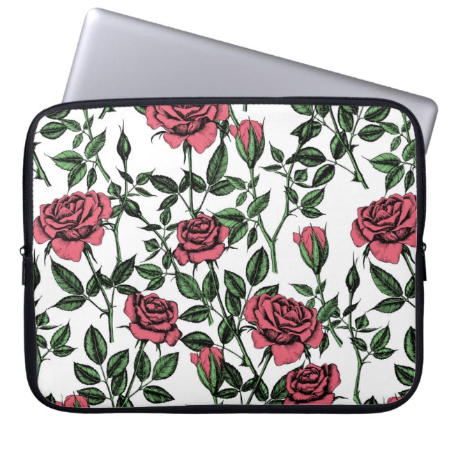 Rozen patroon laptop sleeve (Voorkant)
