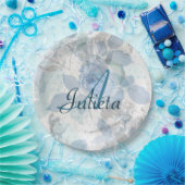 Rozen patroon luxeontwerp Monogram Papieren Bordje (Feest)