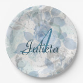 Rozen patroon luxeontwerp Monogram Papieren Bordje (Voorkant)