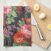 rozen patroon theedoek (Quarter Fold)