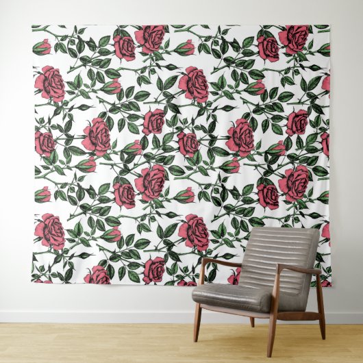 Rozen patroon wandkleed (In Situ (horizontaal))