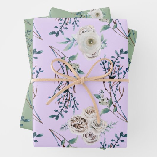 Rozen patroon wintervakantiebruiloft inpakpapier vel (In situ)