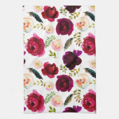 Rozen Pattern Floral Flowers Boho Burgundy Theedoek (Verticaal)