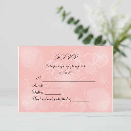 Rozen Peach RSVP-kaart RSVP Kaartje (Staand voorkant)