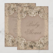  Rozen Pearls en Baby shower van kant Kaart (Voorkant / Achterkant)