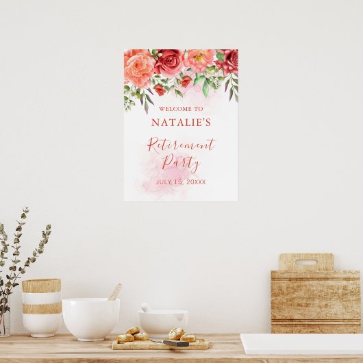 Rozen Pensioenpartij Welkomstbord Poster (Keuken)