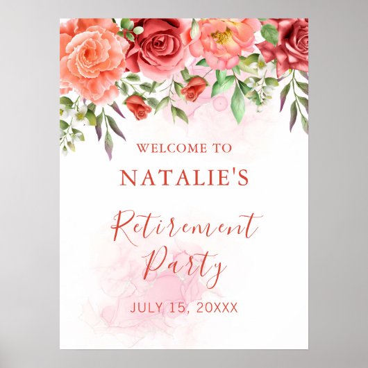 Rozen Pensioenpartij Welkomstbord Poster (Voorkant)