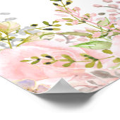 Rozen Peony Blush Pink Floral Weddenschap Welkomst Poster (Hoek)
