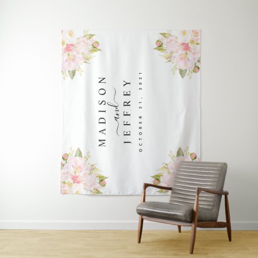 Rozen Peony Blush Pink Weddenschap Achtergrond Wandkleed (In situ)