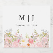 Rozen Peony Blush Pink Weddenschap Sparkling Wijnetiket (Enkel label)