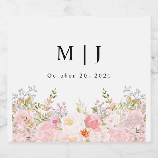 Rozen Peony Blush Pink Weddenschap Sparkling Wijnetiket (Enkel label)