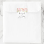 Rozen Peony Blush Pink Weddenschap Vierkante Sticker (Tas)