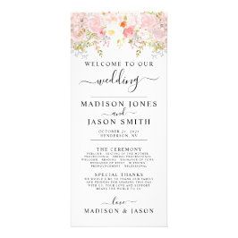 Rozen Peony Blush Pink Wedding Programme Reclamekaart