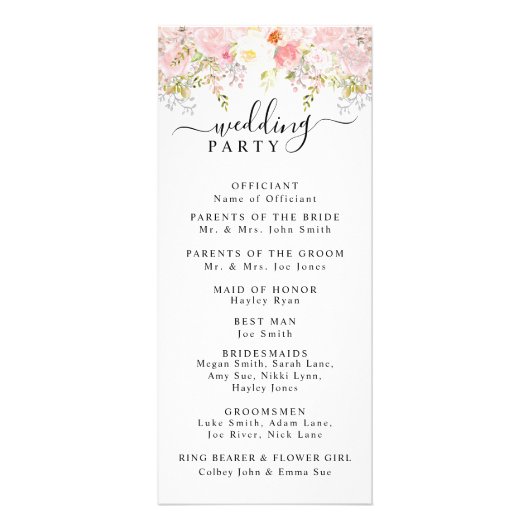 Rozen Peony Blush Pink Wedding Programme Reclamekaart (Achterkant)