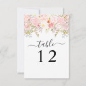 Rozen Peony Blush Pink Wedding Table Number Kaart (Achterkant)