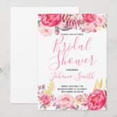 Rozen Peony Floral Bridal Shower Kaart (Voorkant / Achterkant)