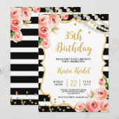 Rozen & Perl Birthday Party Invitation Kaart (Voorkant / Achterkant)