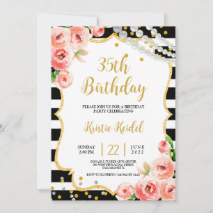 Rozen & Perl Birthday Party Invitation Kaart