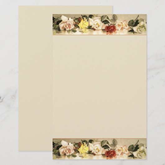  Rozen Persoonlijk Briefpapier (Voorkant / Achterkant)