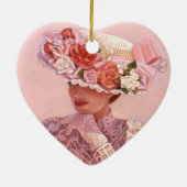 Rozen Pet Victoriaans Lady Heart kerstversiering Keramisch Ornament (Achterkant)