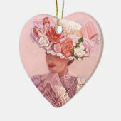 Rozen Pet Victoriaans Lady Heart kerstversiering Keramisch Ornament (Links)