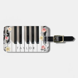 rozen pianoontwerp bagagelabel