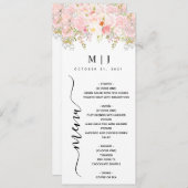 Rozen Pioen Roze Trouw Menu (Voorkant / Achterkant)