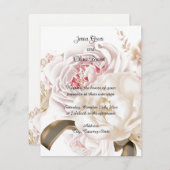 Rozen Pioen Zachte Kleurenpalet Trouw Uitnodiging (Voorkant / Achterkant)